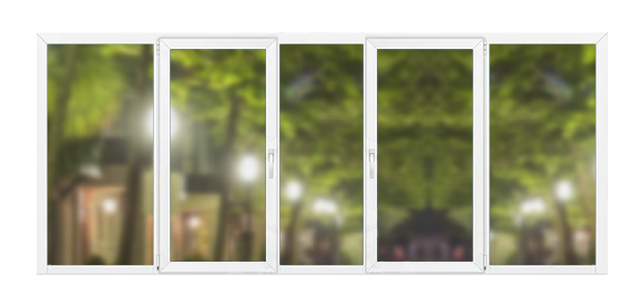 Пятистворчатая балконная рама ПВХ 3450×1400 Salamander Пятистворчатая балконная рама ПВХ 3450×1400 Salamander